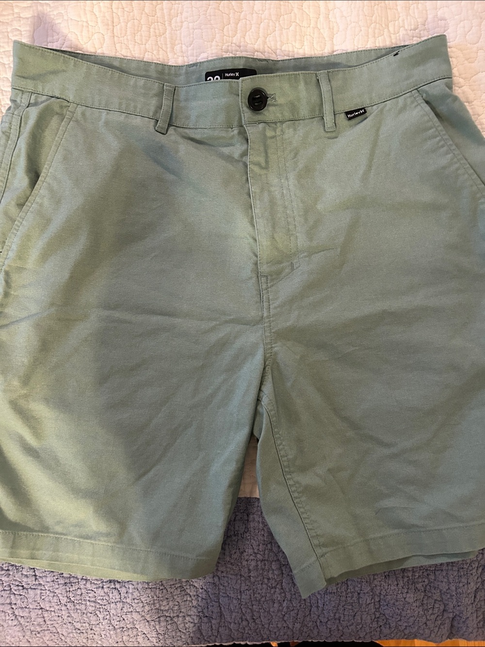 Hurley Men's Light Sage Green Flat Front Shorts